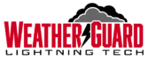 weather guard lightning tech word logo